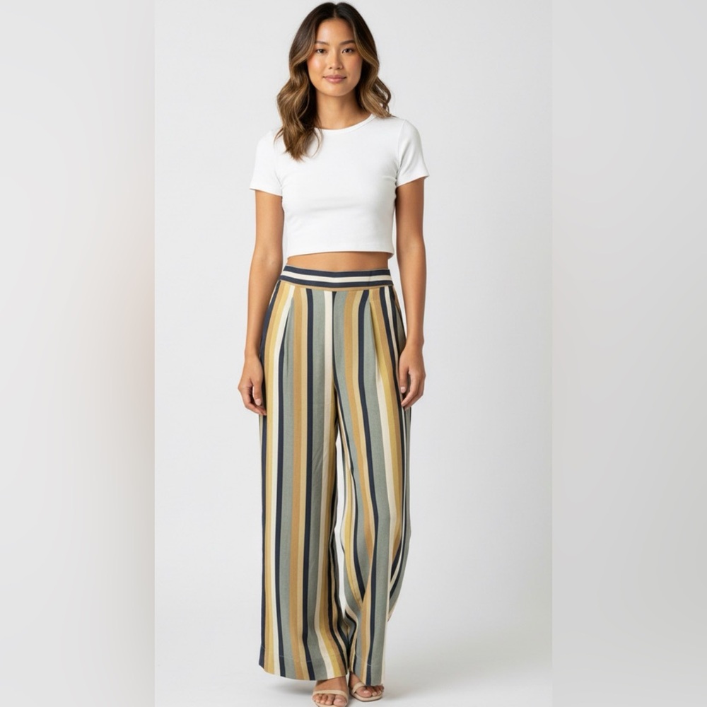 Oysho Stylish Multicolor Striped Wide-Leg Pants, size M